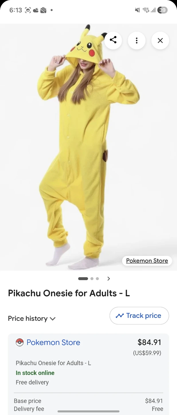 Pokemon Pikachu Onesie Adult Large