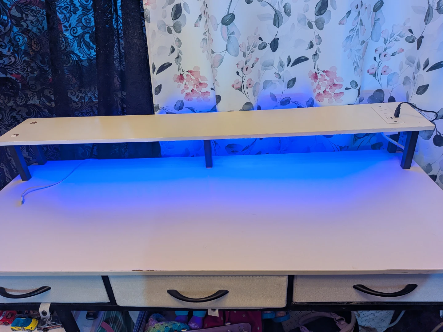 White desk monitor riser with power outlet - photo 2