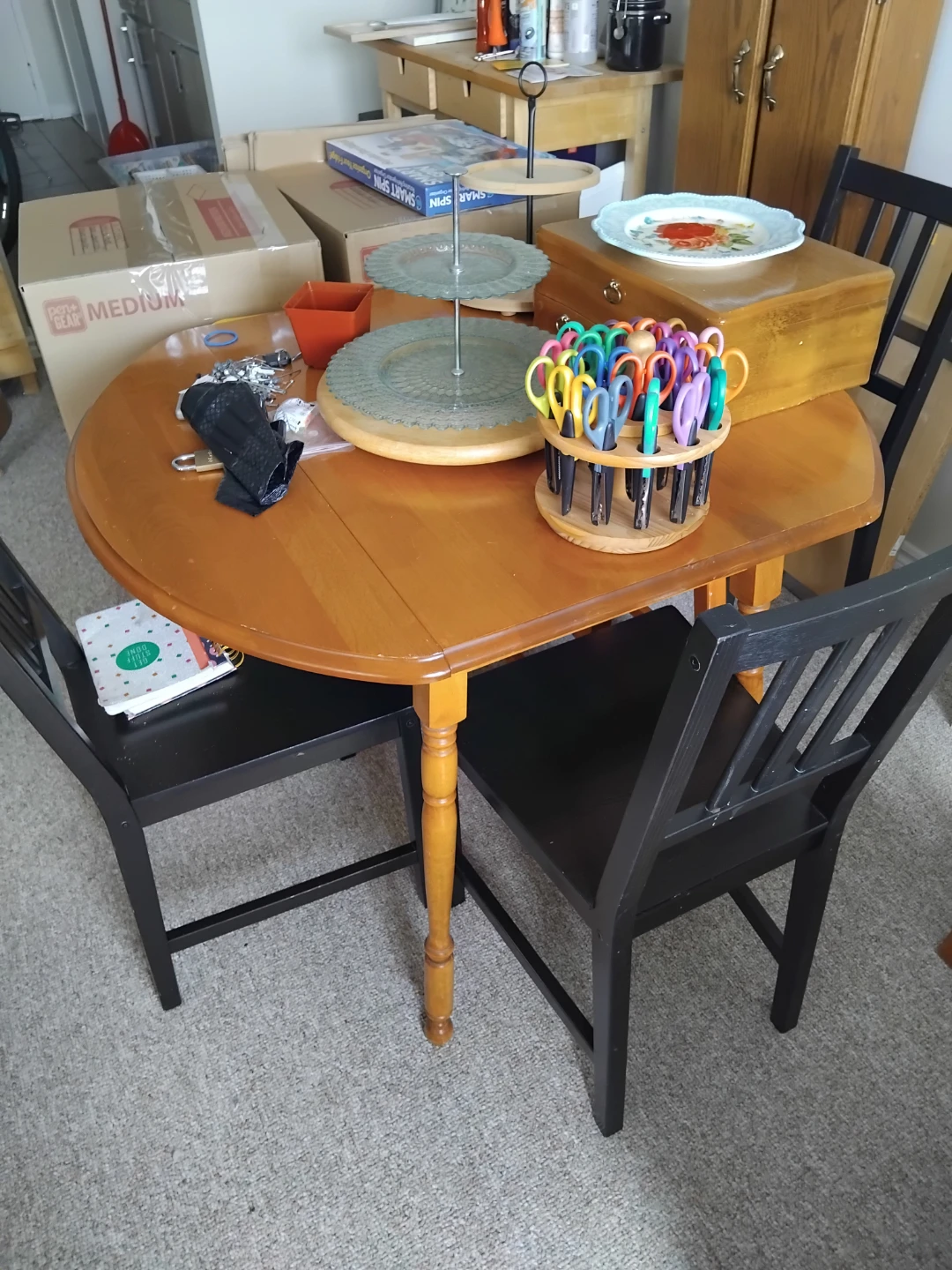 Gateleg kitchen table and two chairs