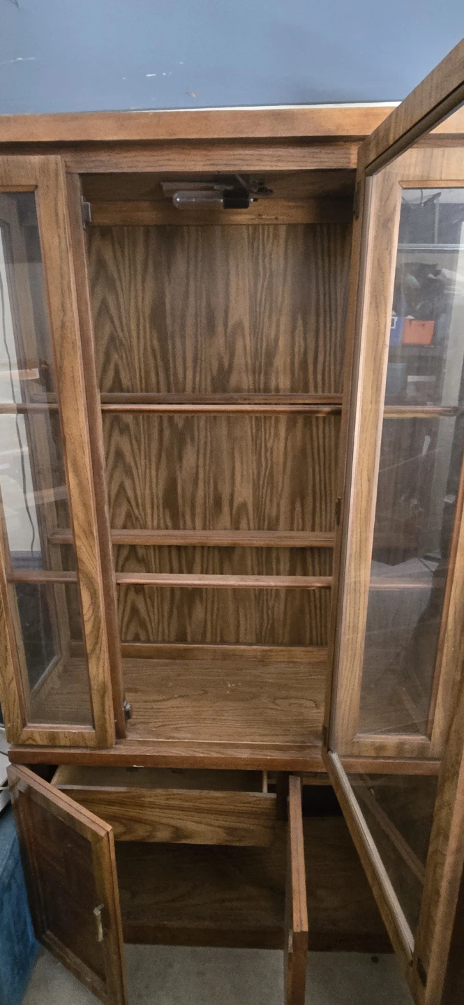 Oak Finish China Cabinet with Glass Display - photo 4
