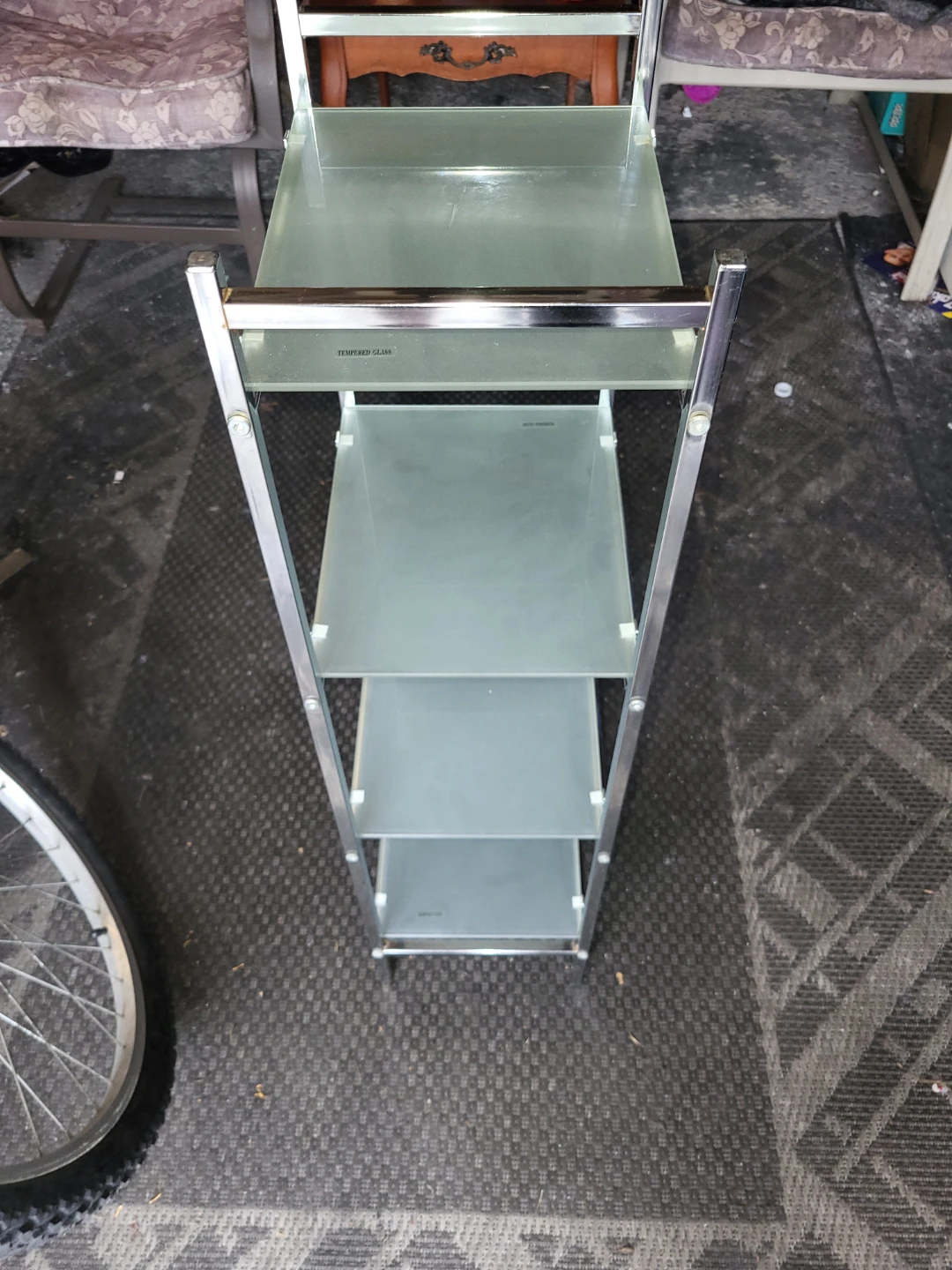 4-Tier Chrome and Tempered Glass Shelving Unit - photo 2