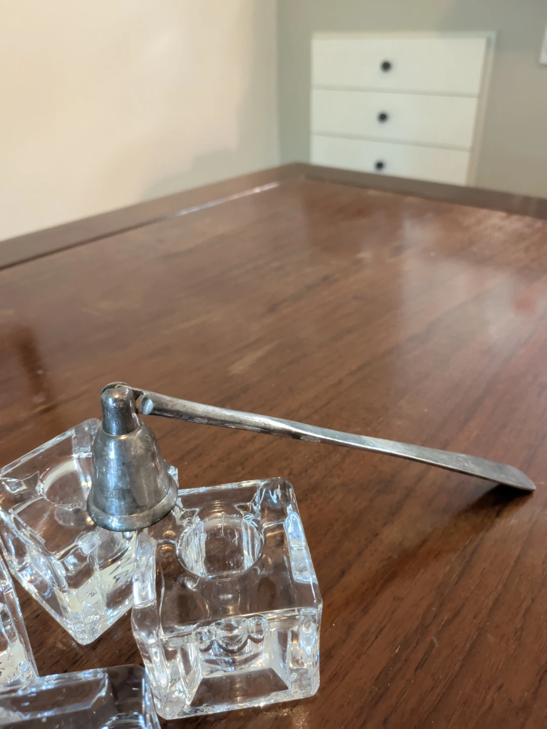 Vintage Heavy Glass Votive Candle Holders with Snuffer - photo 3