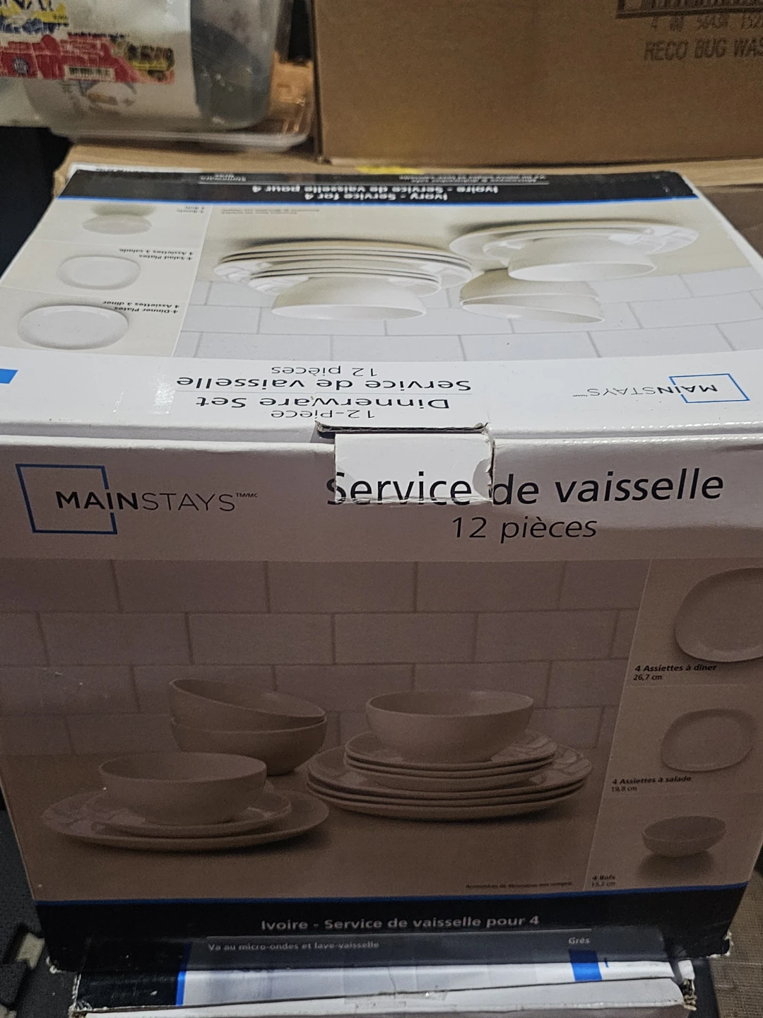 Mainstays 12-Piece Ivory Stoneware Dinnerware Set