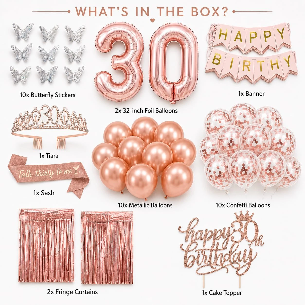 Rose Gold 30th Birthday Party Decoration Set - photo 2