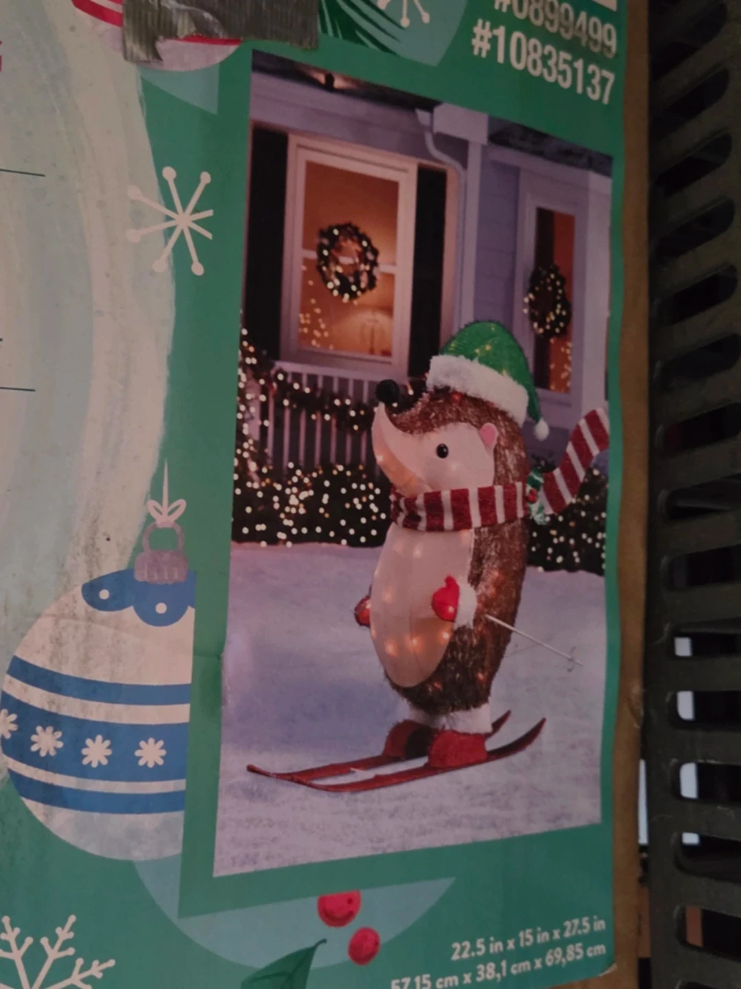 Light up Skiing Hedgehog Outdoor  Christmas Decoration