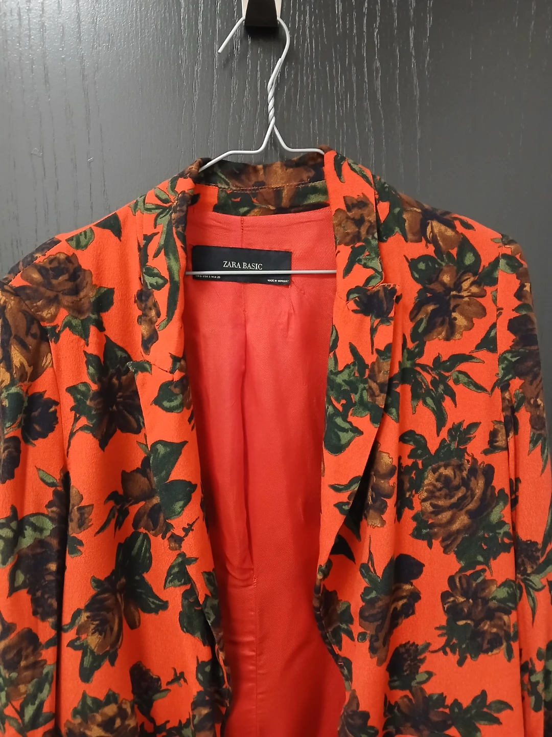 Zara red floral open blazer size small S - photo 3