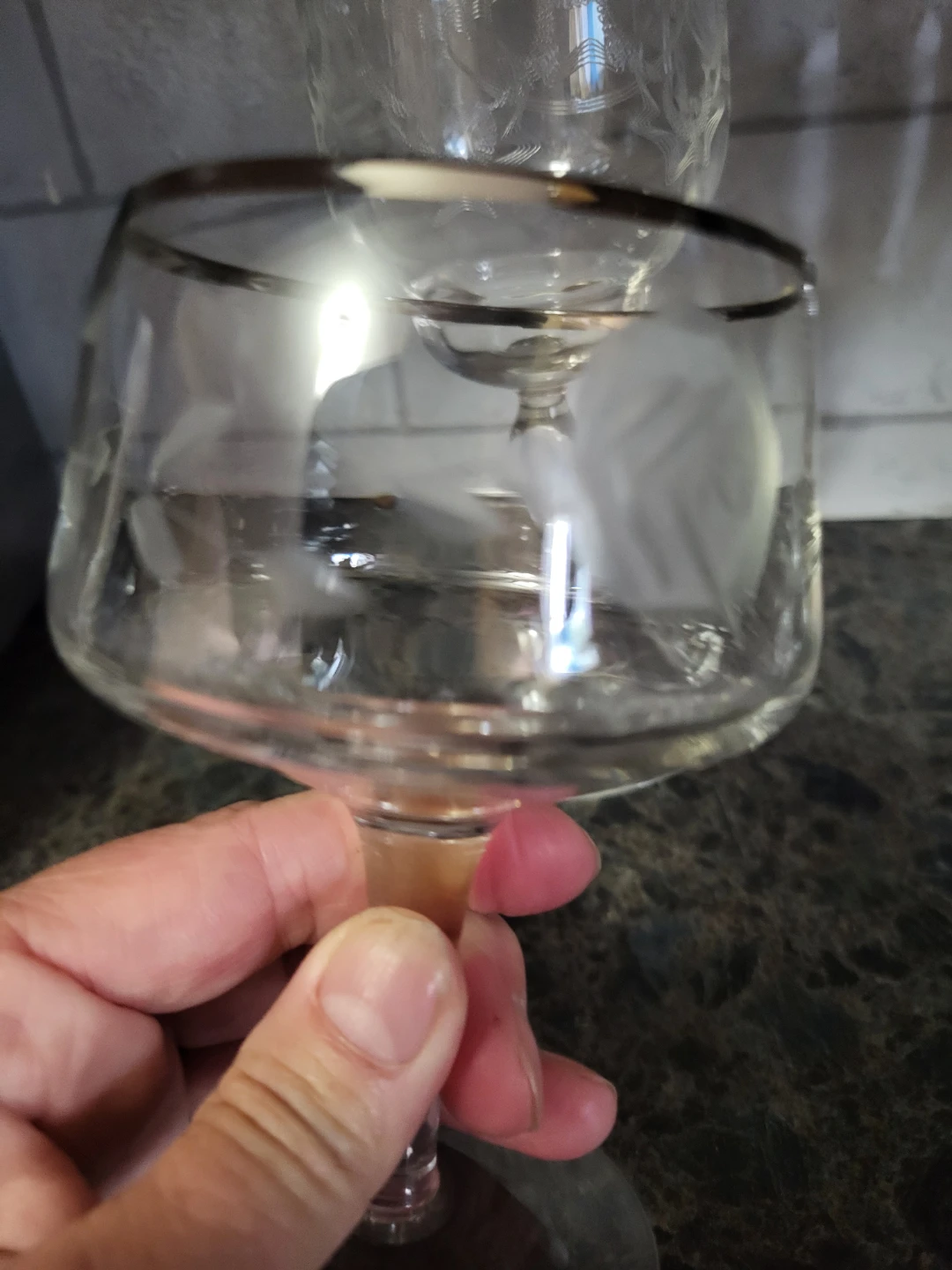 Set of 4 vintage etched crystal glasses - photo 3