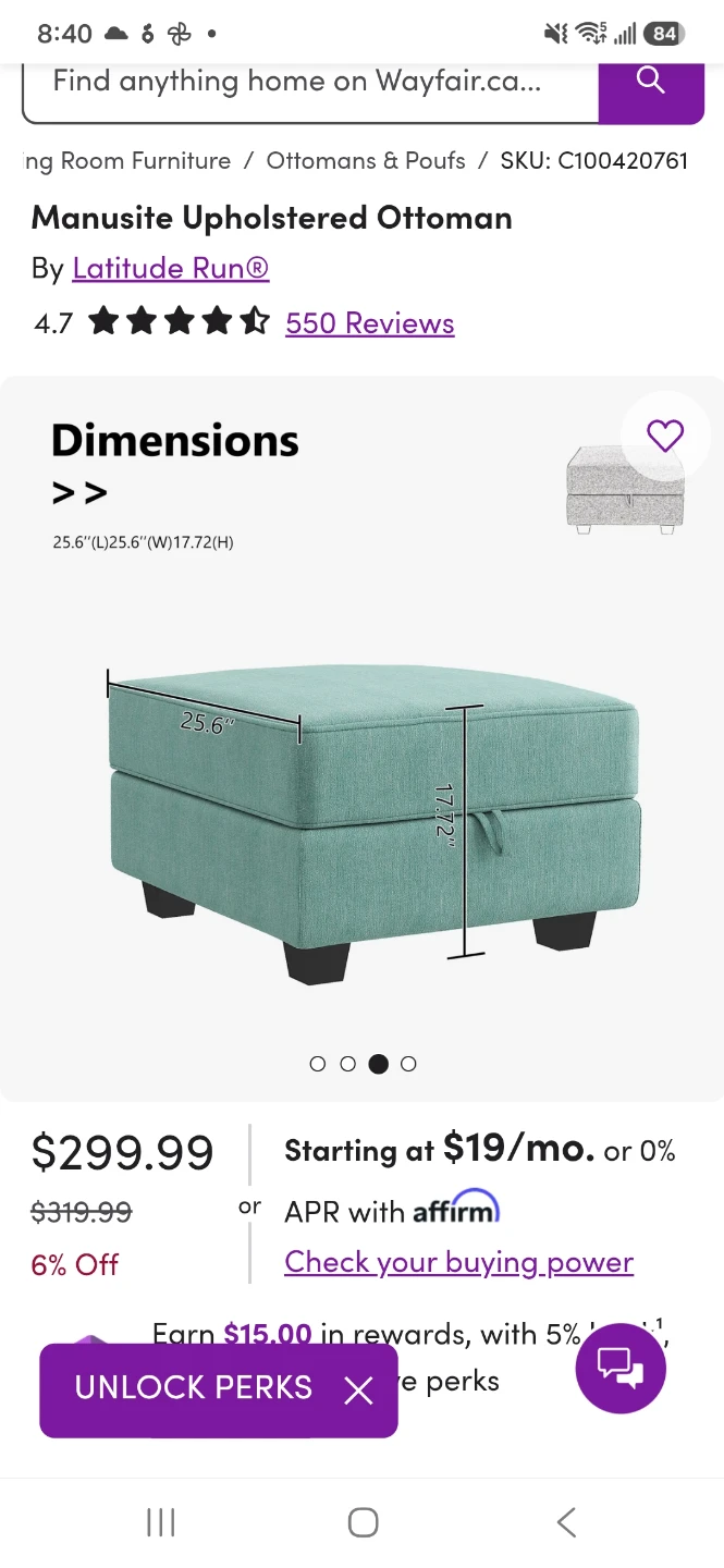 Latitude Run Upholstered Ottoman