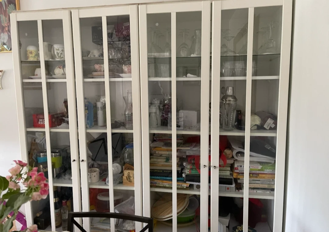 2 IKEA Billy Glass Door Bookcase