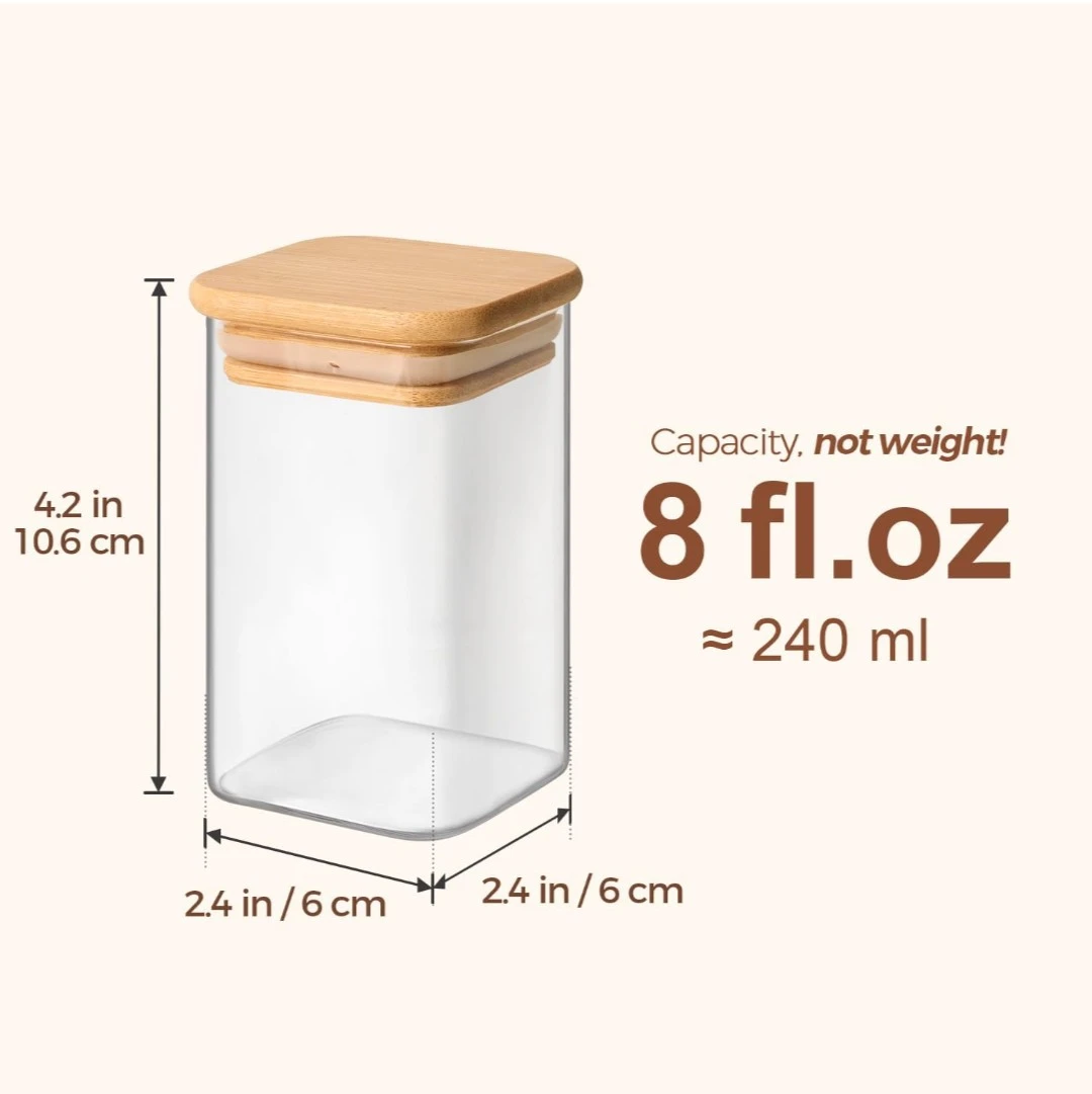 Set of 12 Glass Spice Jars with Bamboo Lids - photo 3