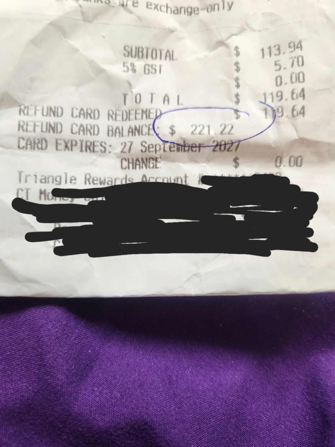Canadian Tire Refund Card $221.22 - photo 3