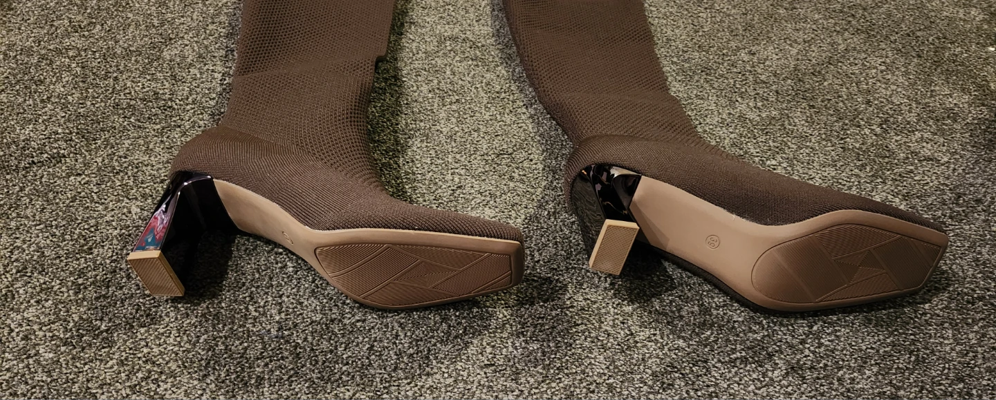 Brown Knit High Heel Sock Boots - photo 5