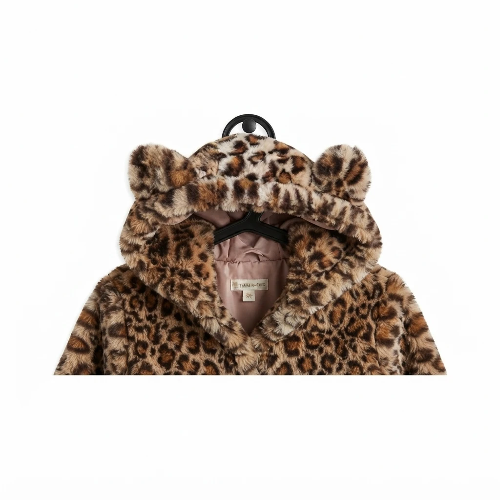 Tucker + Tate Girls Leopard Faux Fur Hoodie Jacket - Size 7 - photo 2