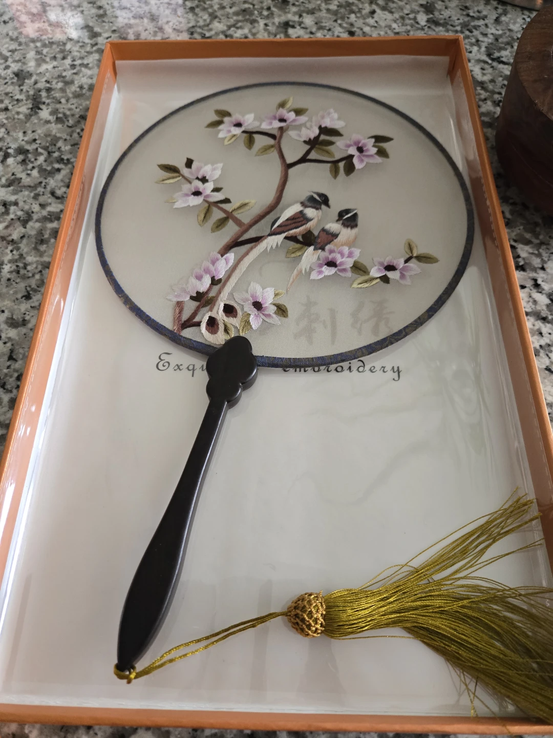 Exquisite Embroidery Fan with Tassel