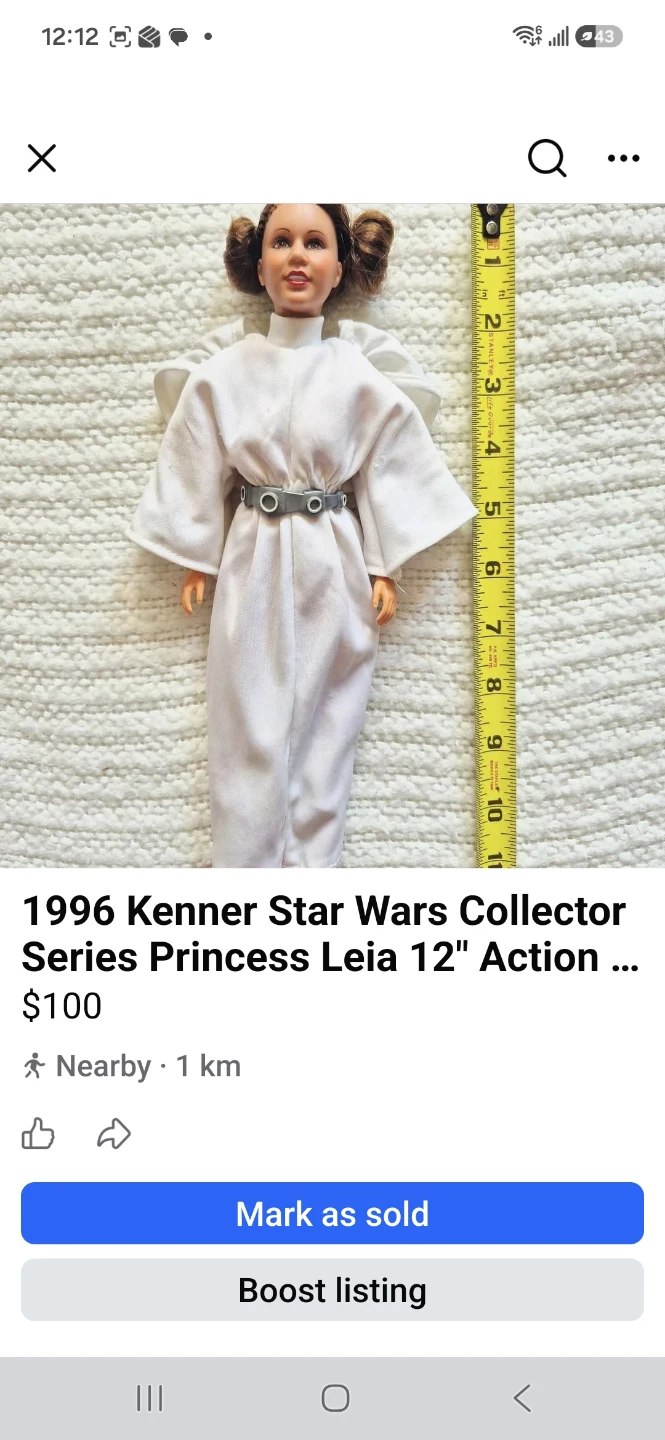1996 Kenner Star Wars Princess Leia 12 inch Action Figure