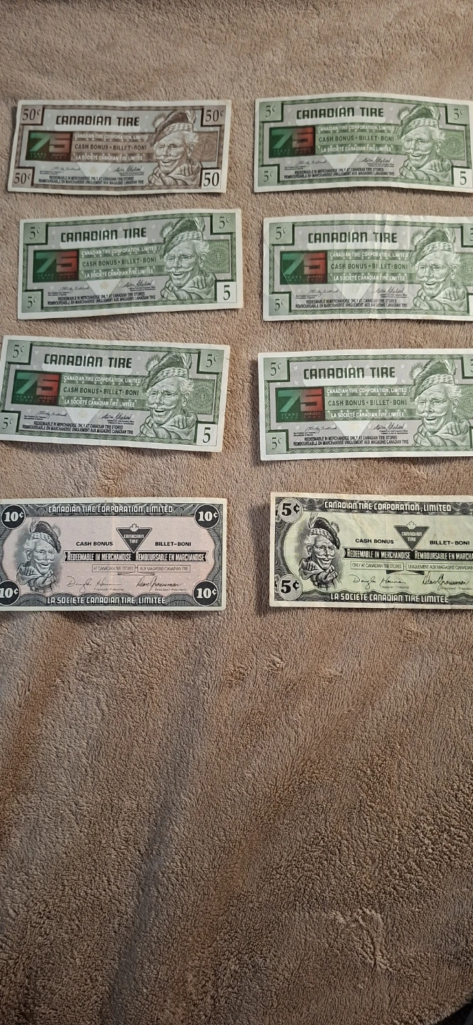 Vintage Canadian Tire Money Collection