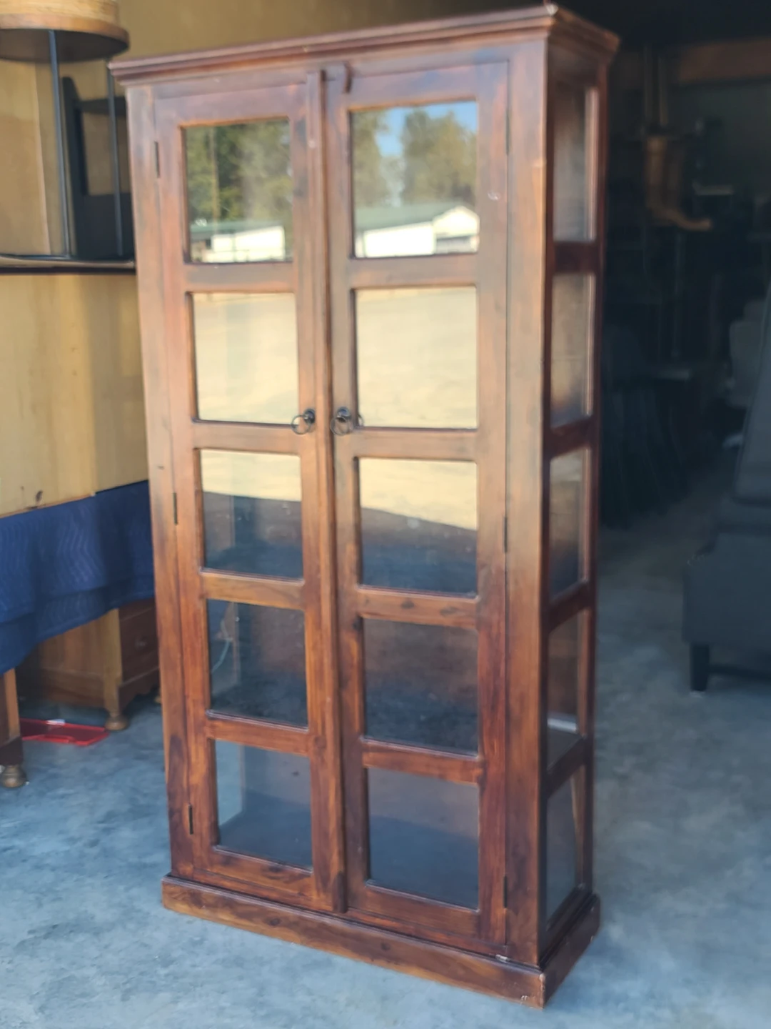 Solid Wood Glass-Door Curio Display Cabinet – Dark Wood