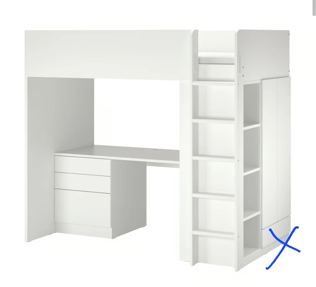 Ikea Loft Bed with Desk and Closet attached. - photo 2