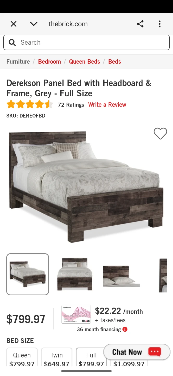 Derekson Panel Bed with Headboard & Frame, Grey - single size - photo 2