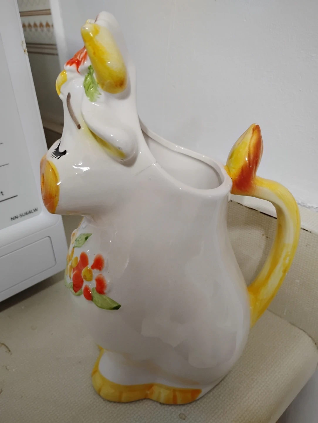 Ceramic Cow Pitcher with Floral Design - photo 3