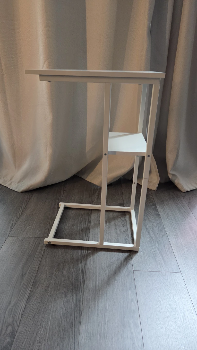 White C-Shaped Side Table