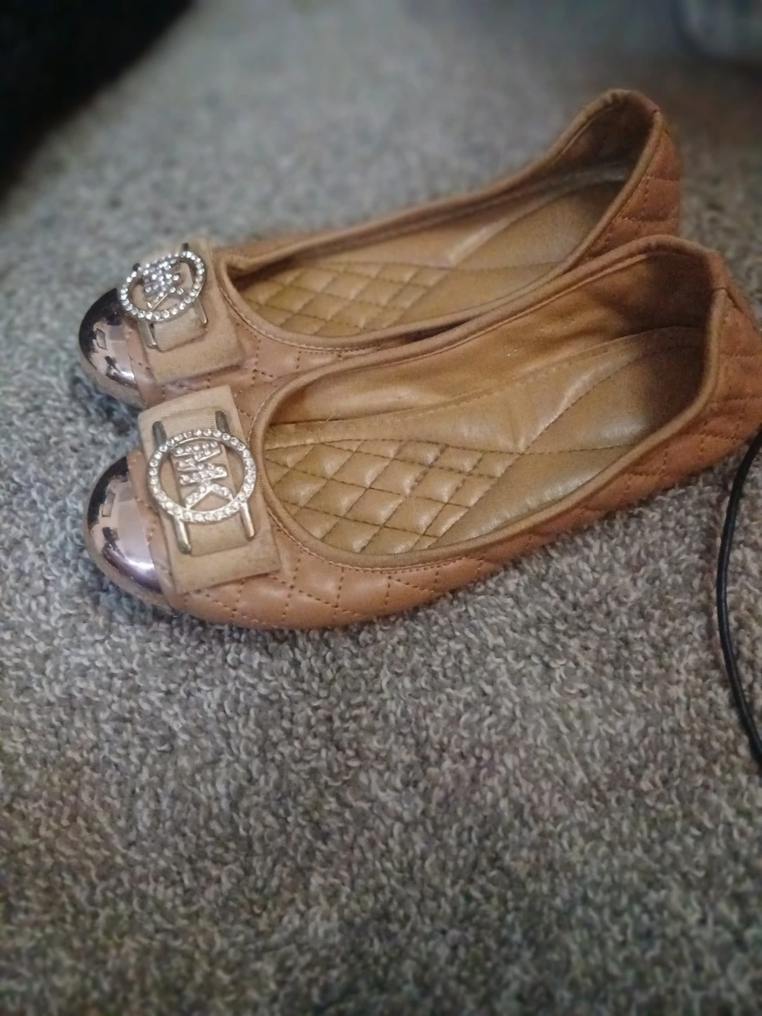 Michael Kors Tan Quilted Ballet Flats