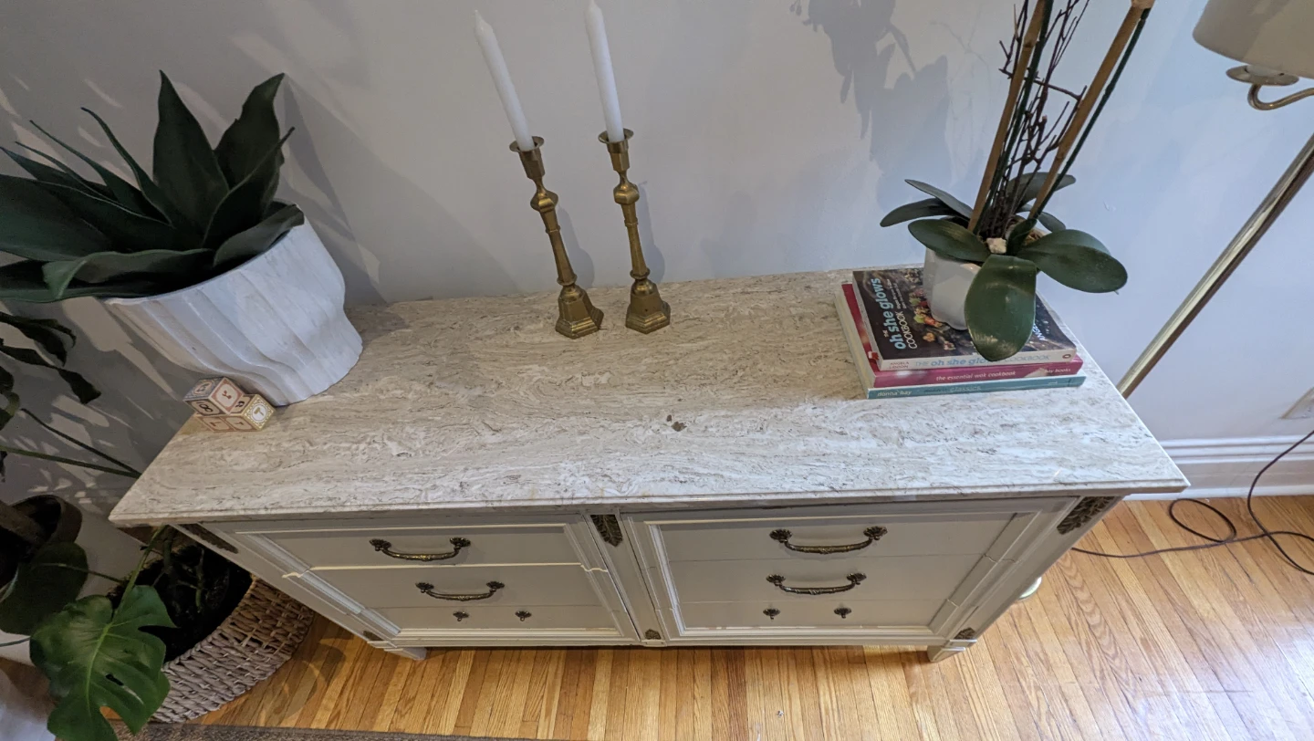 Vintage Stone-Top Dresser