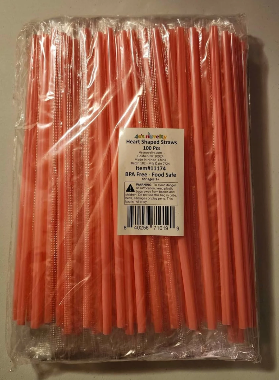 4E's Novelty 100 Pink Heart Shaped Straws - photo 2