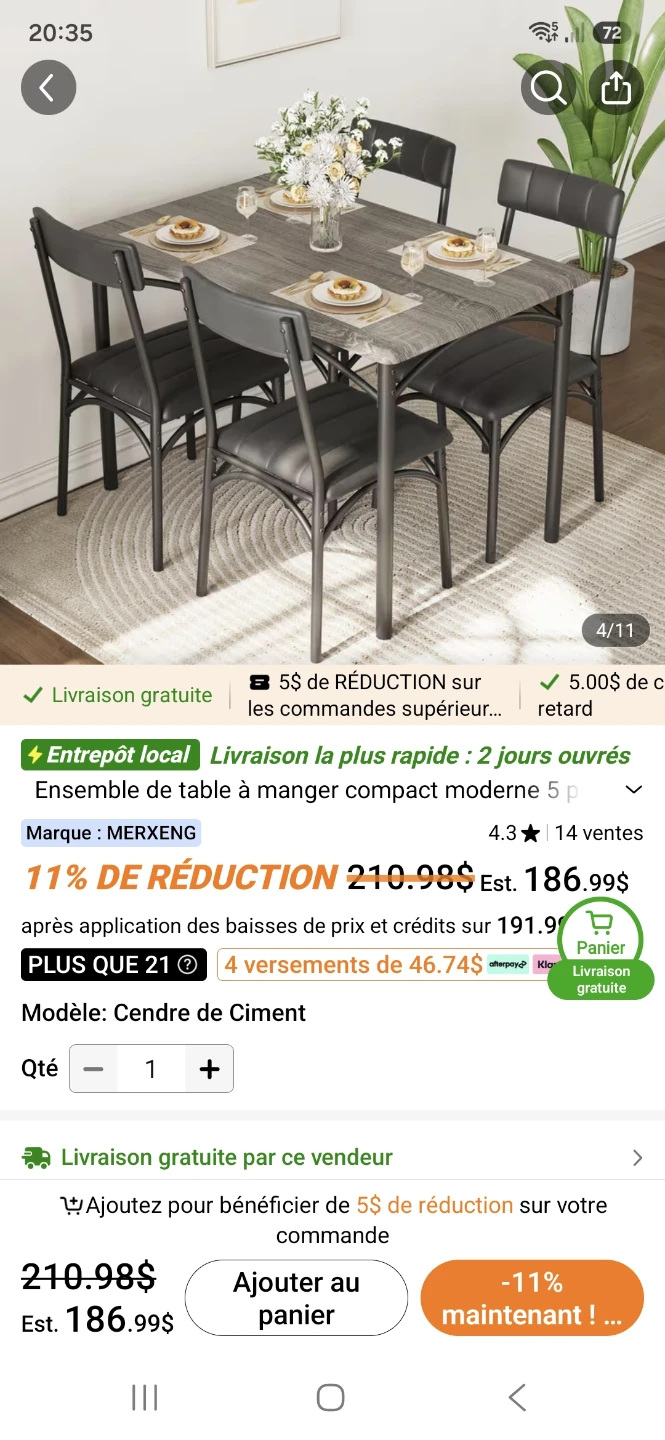 MERXENG 5-Piece Compact Dining Set - photo 2