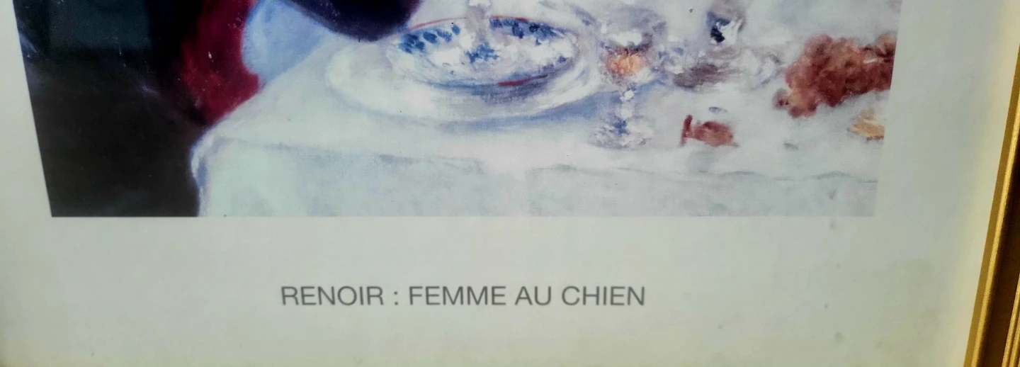 Framed Auguste Renoir Print "Femme Au Chien" Art (18x22 inches) - photo 3