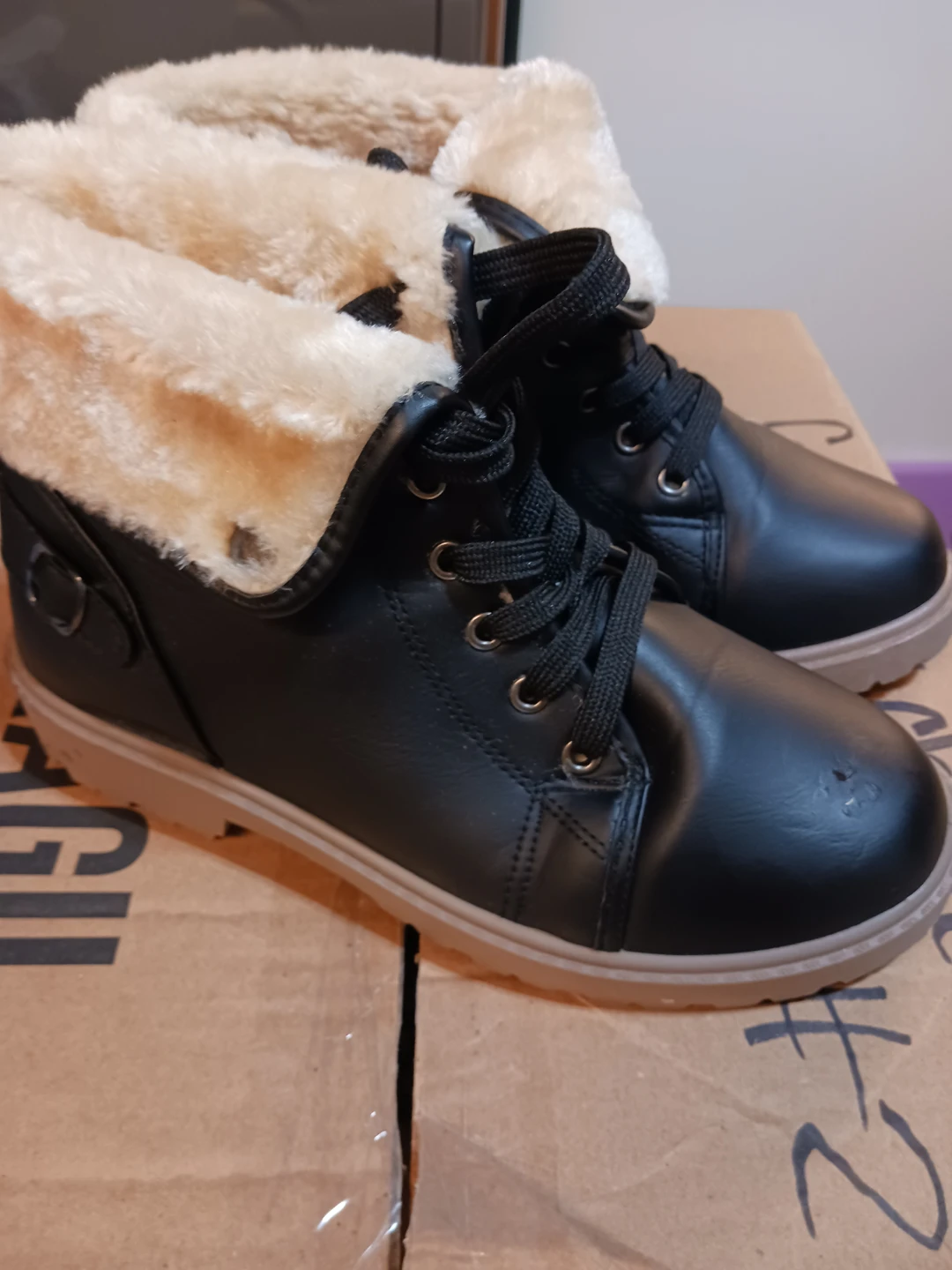 Olivia Miller Black Faux Fur Lined Boots