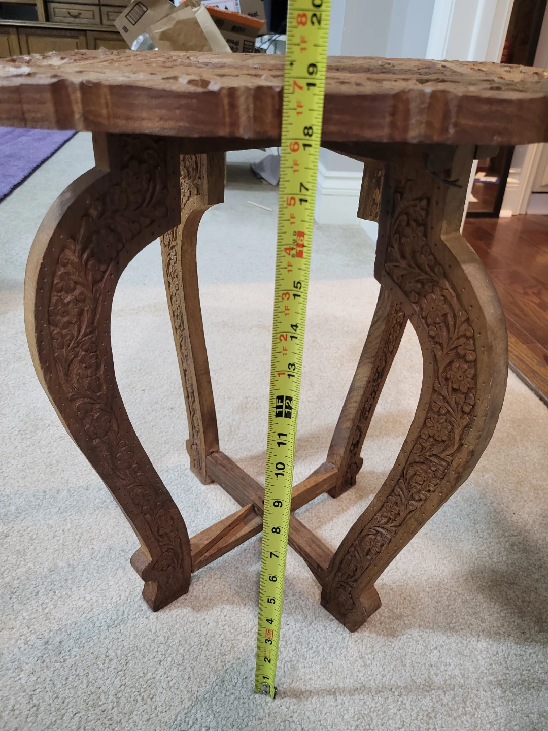 Carved Wooden Antique Side Table - photo 3