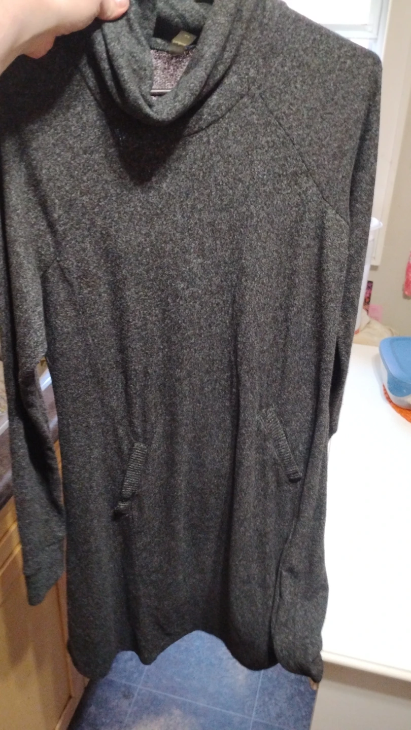 Women's Large: Dark Grey Turtleneck Knit Sweater Dress - photo 5