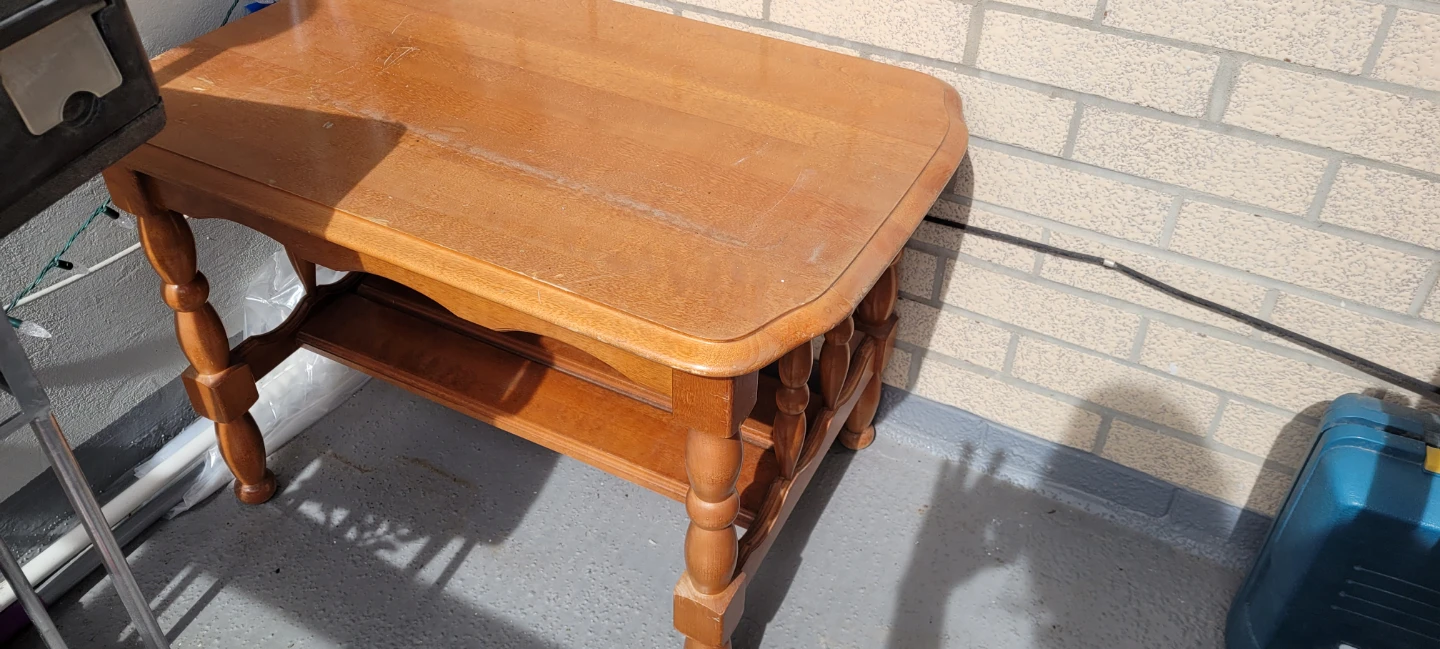 Wooden end table with lower shelf - photo 3