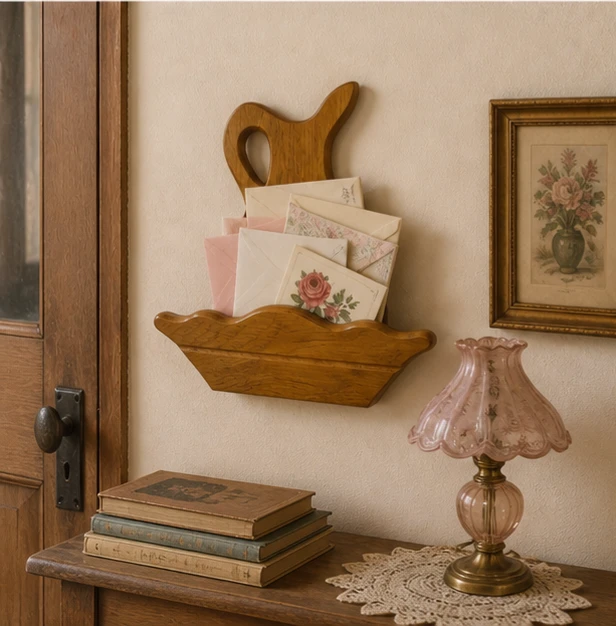 Rare vintage Wooden Wall-Mounted Pocket Organizer - photo 3