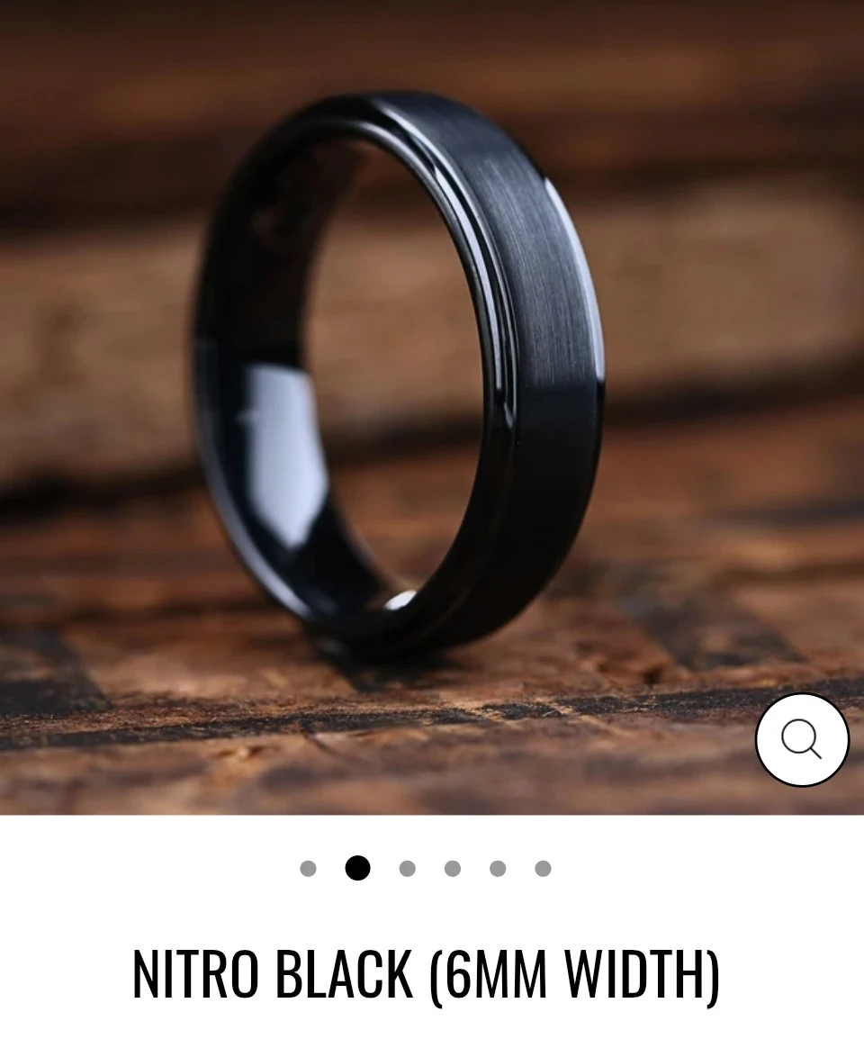 Black Tungsten wedding band size 9