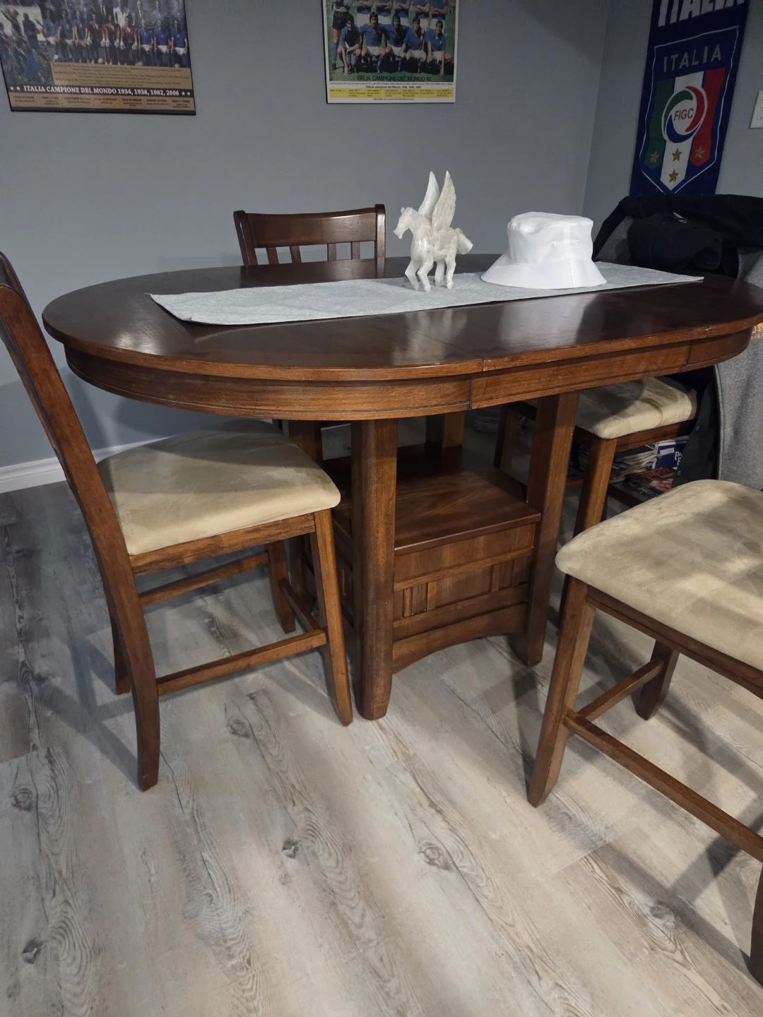 Wooden dining table with four chairs