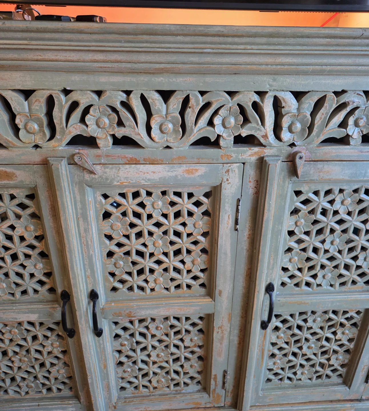 Handcrafted Distressed Wood TV Cabinet - photo 5