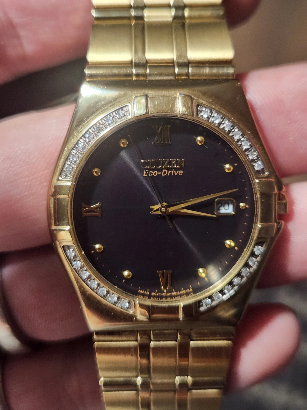 Citizen Eco-Drive Gold Dress Watch (Diamond Accent Bezel)