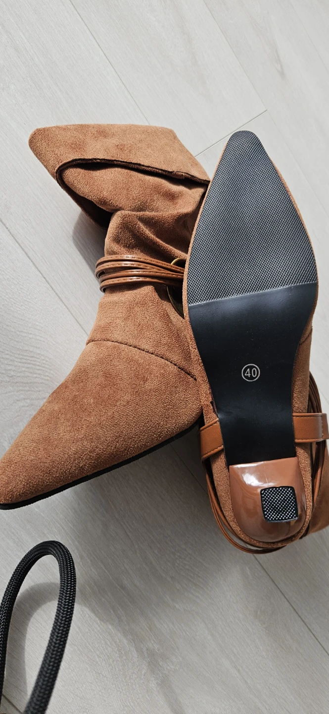 Suede Ankle Boots with Gold Detail - photo 5