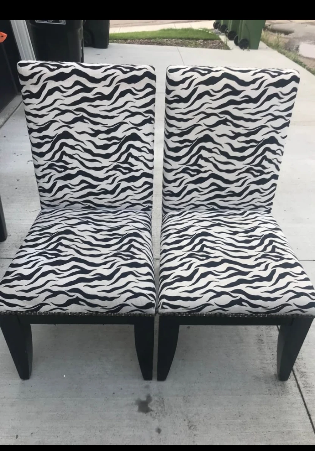 Two Zebra Print Dining Chairs