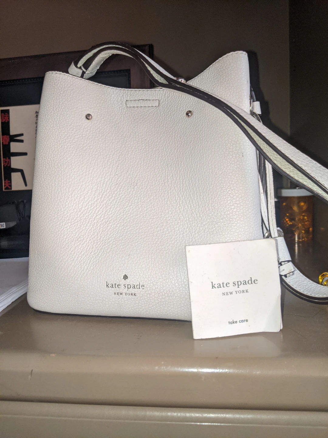 Kate Spade New York white bucket bag