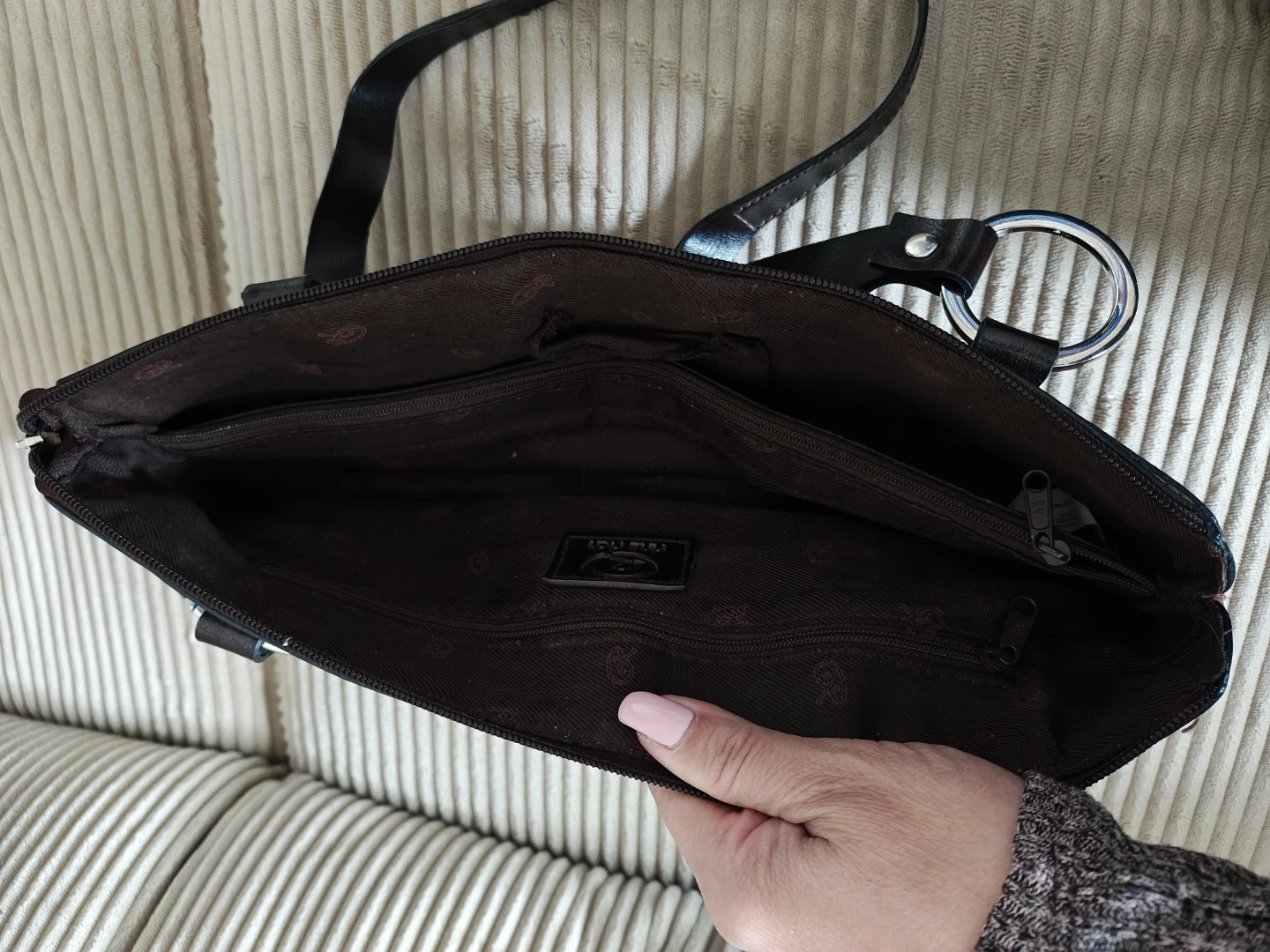 Red leather handbag - photo 2