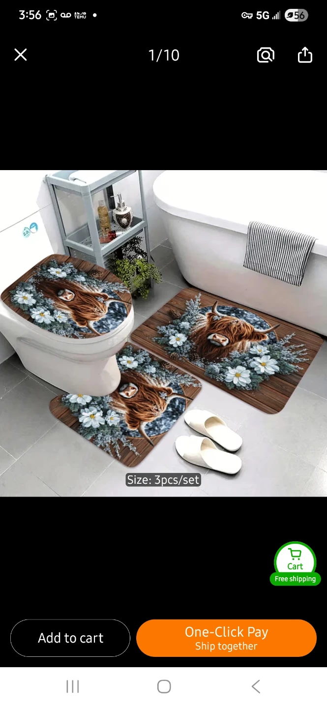NEW 3-Piece Highland Cow Bathroom Mat Set 🐄