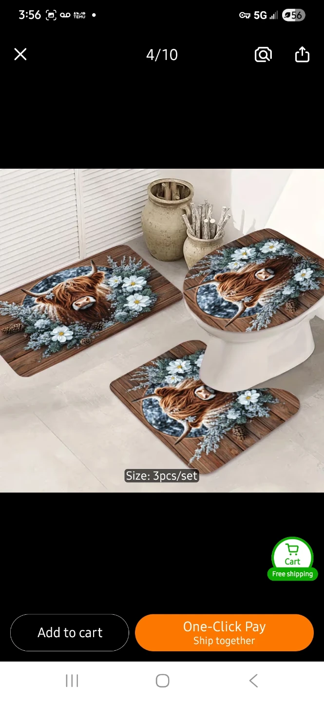 NEW 3-Piece Highland Cow Bathroom Mat Set 🐄 - photo 3