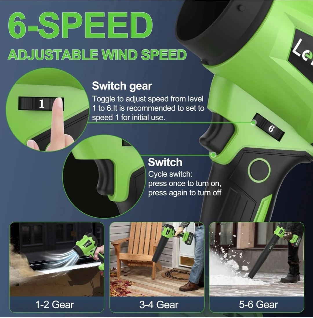 Lelfina Cordless Leaf Blower with 2 Batteries - photo 4