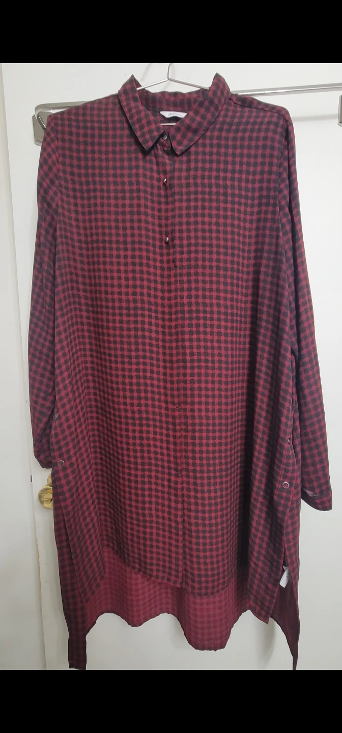 Reitmans Plaid Button-Up Tunic Shirt