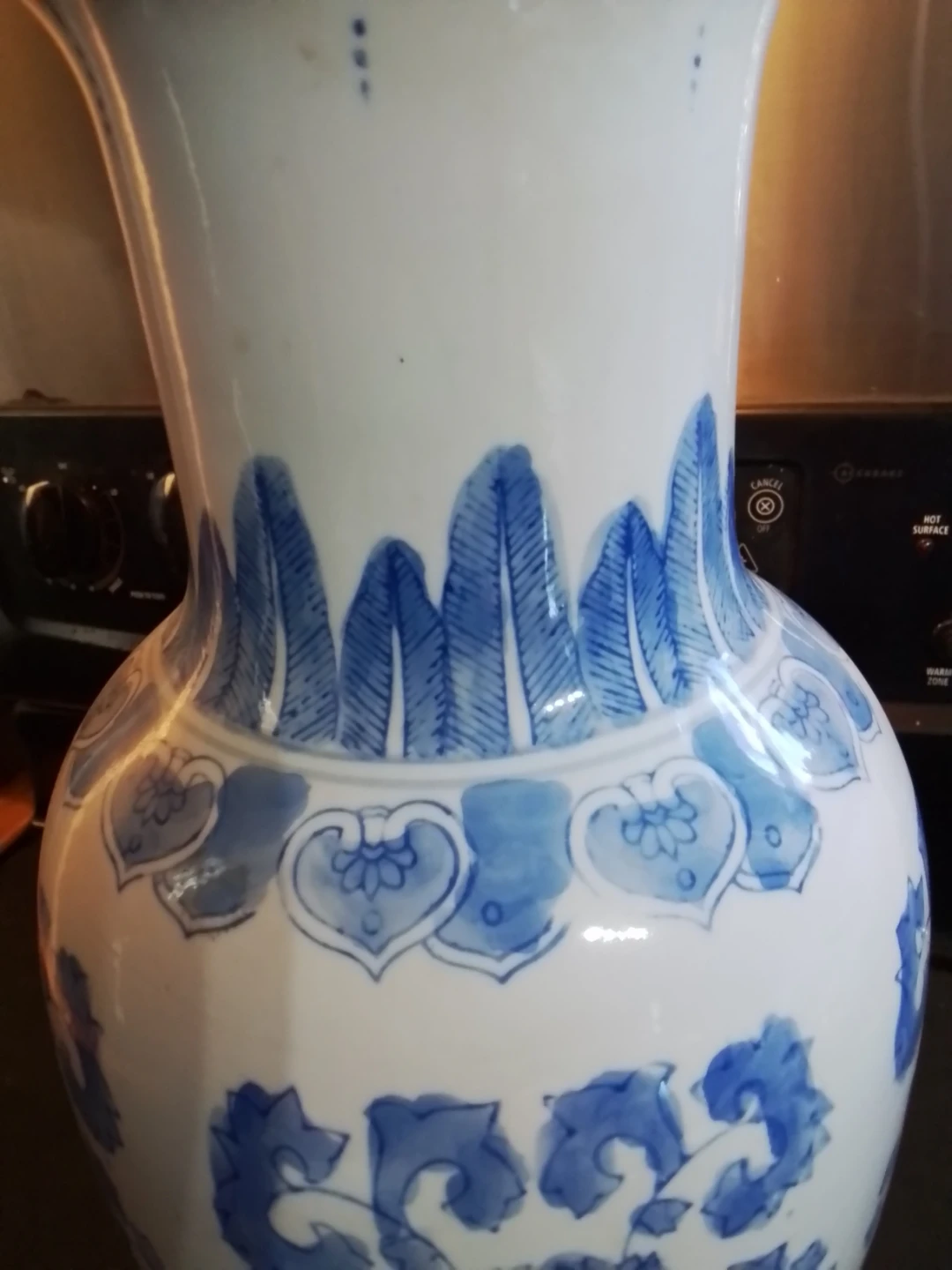 16” Chinese Blue & White Porcelain Vase Hand Painted - photo 3
