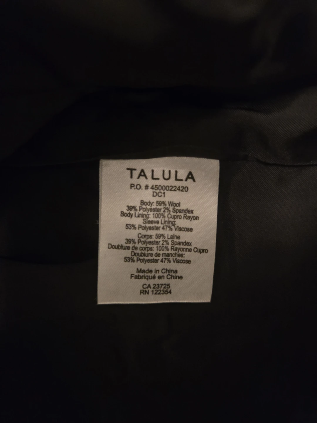 Talula Black Blazer Size 2 - photo 3