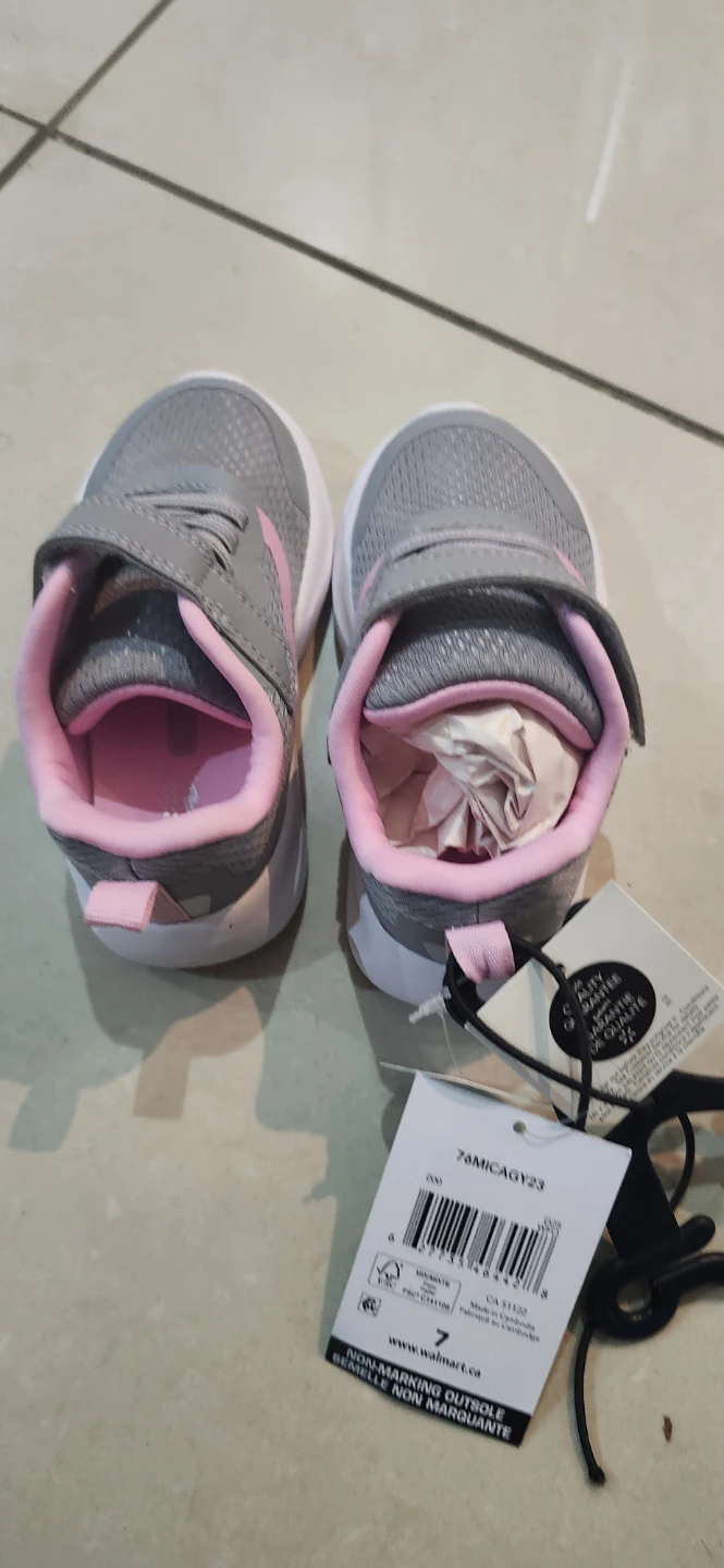 Athletic Works Toddler Girls Grey Pink Running Shoes, size 7